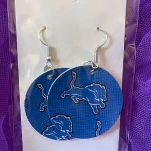 NFL Detroit Lions faux vinyl leather earrings